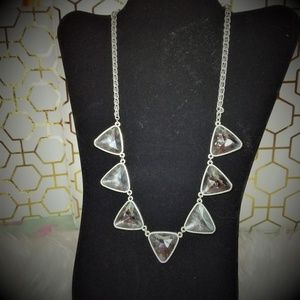 Silver Faceted Statement Necklace - Smoky Quartz